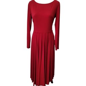 Coldwater Creek vivid red pleated a-line dress size 12